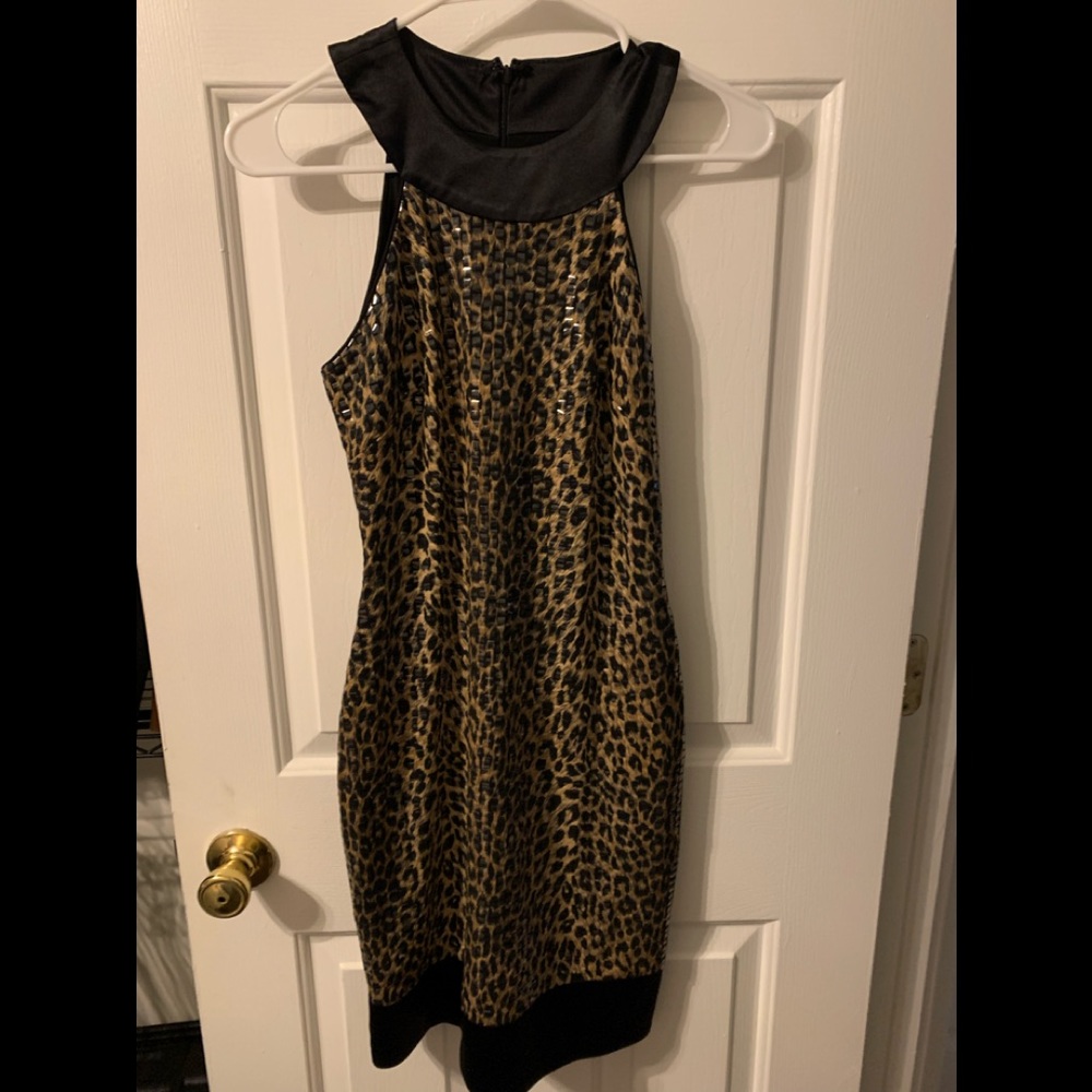 Like New Women’s Cache Sequin Leopard Halter Dress - Size 4